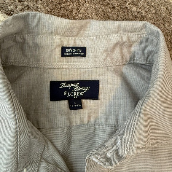 J Crew Thompson Shirtings Men's Button Down Shirt Grey Stripe Size L - Picture 2 of 10